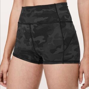 Black camo lululemon in movement shorts